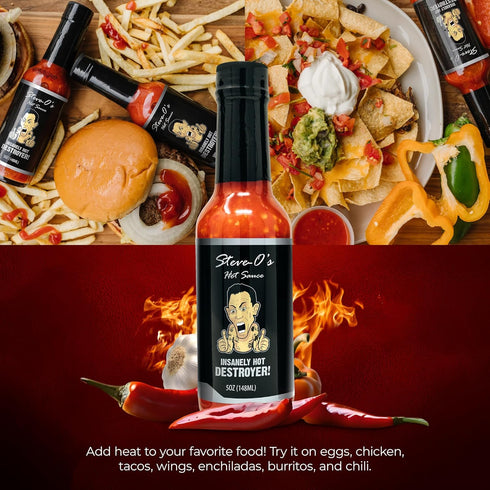 Steve-O's Hot Sauce - Destroyer Hot Sauce | With Garlic and Scorpion, Naga Jolokia, and Carolina Reaper Peppers (5 fl oz)...
