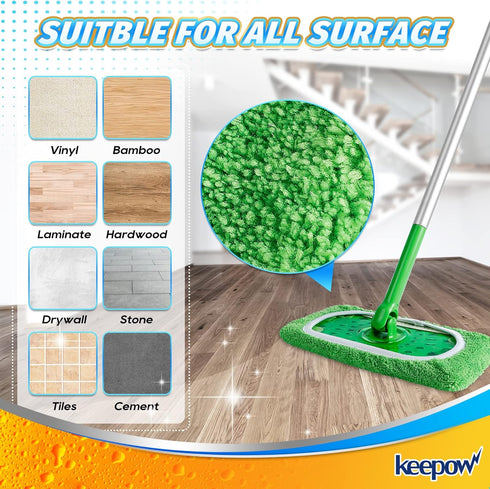 KEEPOW Reusable Wet Pads Refills Compatible with Swiffer Sweeper Mop, Dry Sweeping Cloths, Microfiber Wet Mopping Cloths for Hardwood Floor Cleani...
