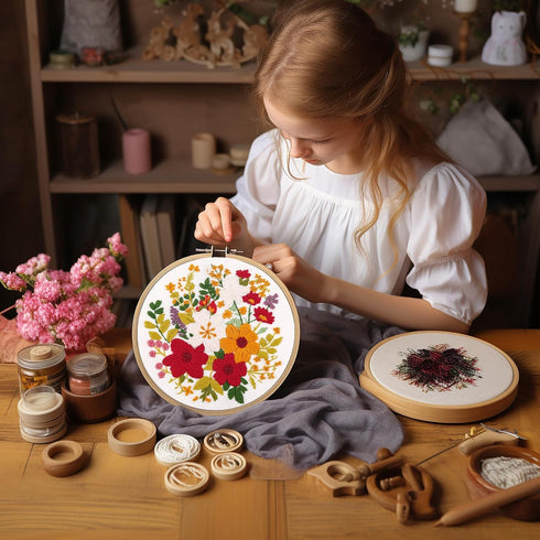 SQIALOUN 4 Sets Embroidery kit for Beginners Adults and Kids with Patterns, Beginner Embroidery Kit, Embroidery Kits for Adults,Hand Embroidery Ki...