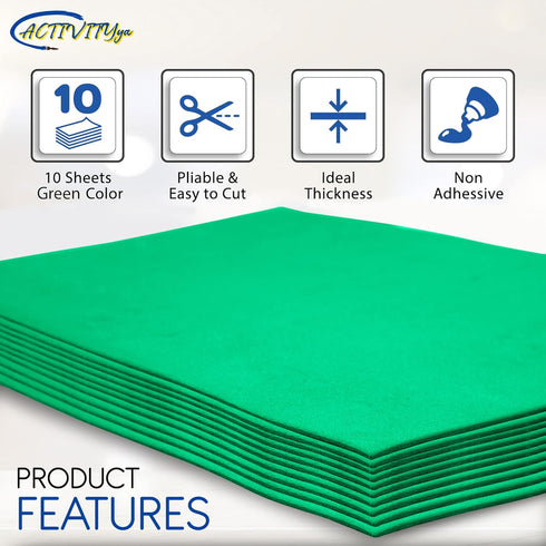 GREEN EVA Foam Sheets, 9 x 12 Inch, 2mm Thick Handicraft Foam Paper for Arts and Crafts, by ACTIVITYya - 10 Sheets...
