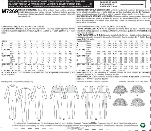McCall's Patterns M7269 Bodysuits & Ruffled Skirts, D5 (12-14-16-18-20)...
