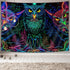 JAWO Psychedelic Owl Tapestry - Trippy Forest Line Art Wall Hanging for Bedroom, Moon Animal Bird Blacklight Tapestry (60X40 Inch)...