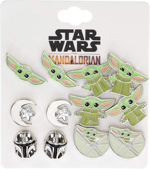 Star Wars The Mandalorian Grogu Baby Yoda 6 Pack Costume Jewelry Stud Earrings Set...