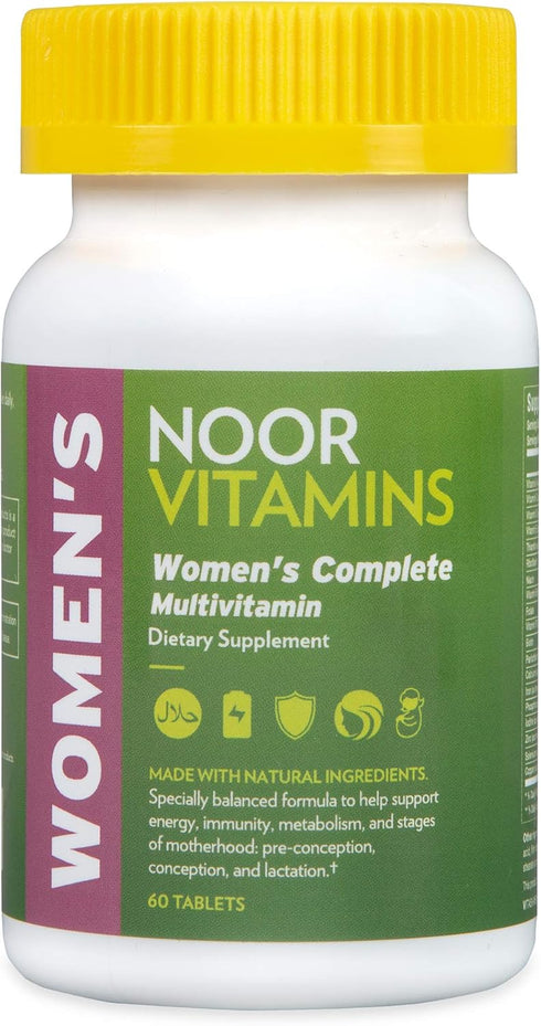 Noor Vitamins Halal Womens Multivitamin & Mineral I Once Daily Vitamin Supplement I Vegan | Supports Energy, Immunity, Metabolism, Healthy Appeara...