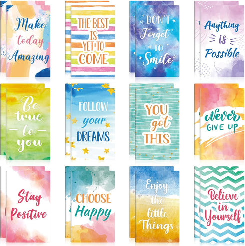 24 Pieces Inspirational Notepads Mini Motivational Quotes Notebook Small Colorful Pocket Journal Notepad Soft Cover Inspiring Notebook for School ...