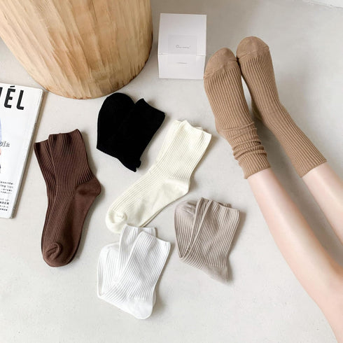 Womens Cute Crew Socks Casual Athletic Aesthetic Socks Neutral Cotton Socks for Women...
