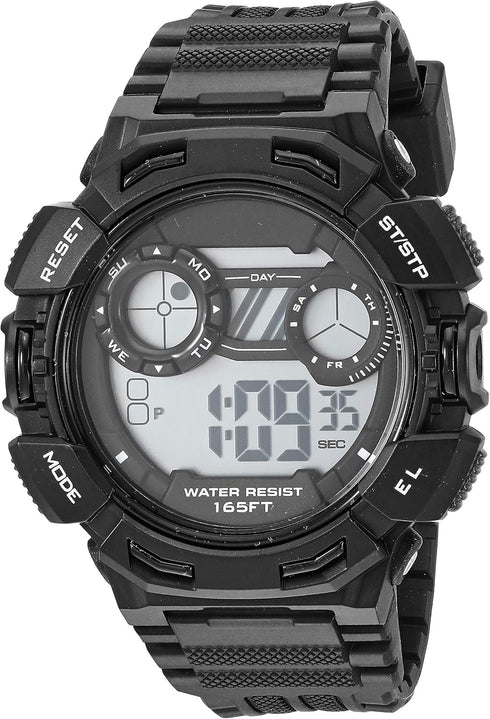 Amazon Essentials Men's Digital Chronograph Black Resin Strap Watch...