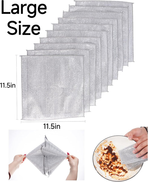 Wire Dishwashing Rag?Non Scratch Wire Dishcloth?Large size??11.5 * 11.5 inches?10 pieces??Double Layer Multifunctional Non Scratch Wire Dishcloth?...