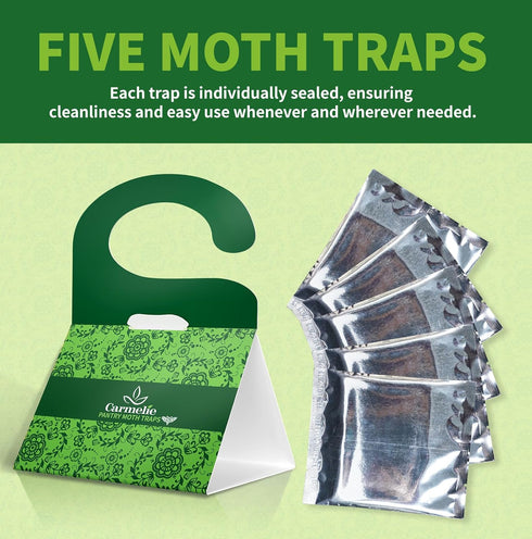 Moth Traps, Pantry Moth Traps with Pheromones Prime, 5 Moth Traps for Meal Moth Killer, Sticky Glue Flies Pest Food and Cupboard Moth Killer, Hook...