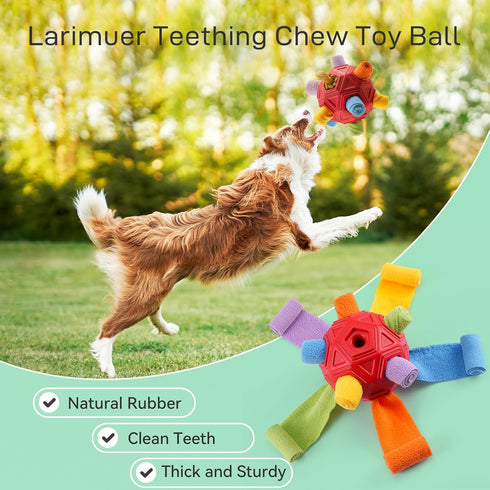 Dog Snuffle Ball, Chew Enrichment Toys for Large Medium Small Dog and Puppies, Slow Feeder Dog Treat Dispenser Puzzle Stimulation Toys Cloth Strip...
