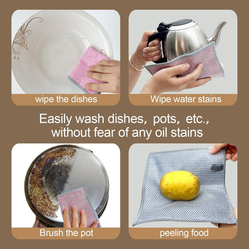 2024 New Multipurpose Wire Dishwashing Rags for Wet and Dry, Dual-Sided Structure, Non Scratch Wire Dish Cloth, Multipurpose Wire Miracle Cleaning...