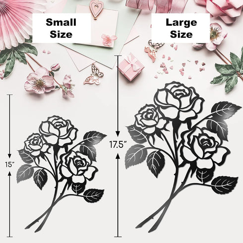 Vivegate Rose Metal Art - Giant Rose Flower Wall Decor for Living Room (Large - 17.5"X13.5")...