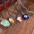MJartoria Moon Pentagram Necklace Pentacle Crystal Chakra Necklace Charm Pendant Multi Layered Alloy Chain Choker Necklaces Set Gothic Jewelry 9PC...