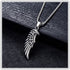 Punk Titanium Steel Angel Wing Pendant Feather Necklace...