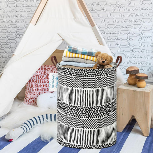 LANGYASHAN Laundry Basket Canvas Fabric Collapsible Organizer Basket for Storage Bin Toy Bins Gift Baskets Bedroom Clothes Children Nursery Hamper...
