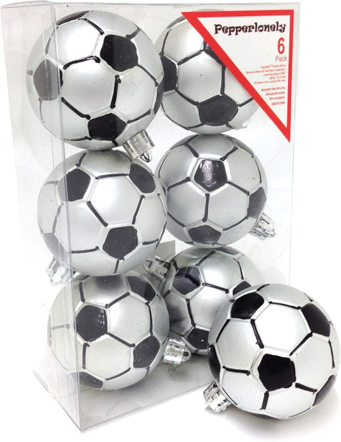 PEPPERLONELY Soccer Shatterproof Sports Ball Ornaments/Decorations, Set of 6PC, 65mm (2-1/2 Inch)...