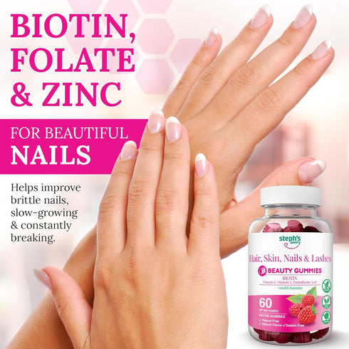 Steph's Pantry Biotin Gummies for Hair, Skin, Nails, & Lashes High Strength Gummies | Daily Multivitamins | Gluten-Free, Nut-Free, Non-GMO, Plant-...