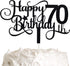 Black Glitter 70th Birthday Cake Topper, Happy 70th Birthday Cake Topper, 70th Birthday Party Decorations...