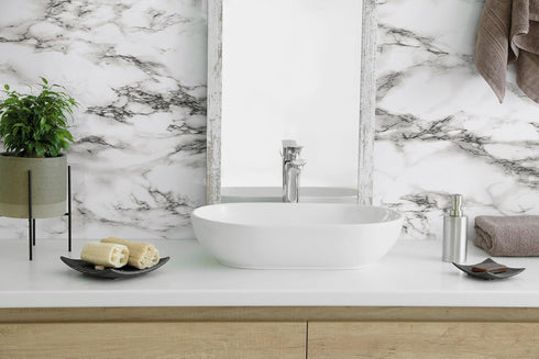 Safiyya Wallpaper Marble Contact Paper Granite Wallpaper Peel and Stick Modern Adhesive Removable Wallpaper White and Grey Contact Paper for Count...