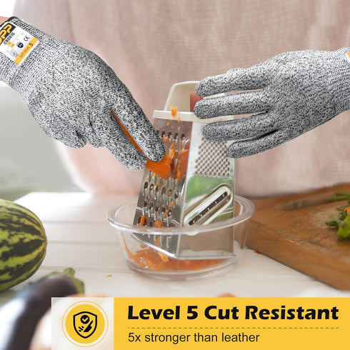 JPP Premium Cut Resistant Gloves, Cutting Proof CE Level 5 Protection, Food Grade Safe, Ambidextrous, 3D-Comfort Fit, Machine Washable, Dexterity,...