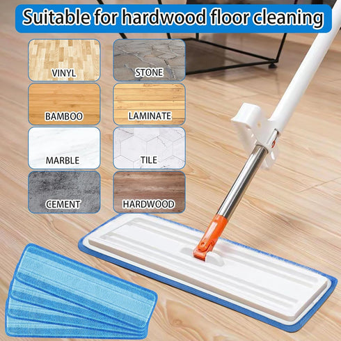 4 PCS Replacement Mop Pads, Microfiber Cleaning Mop Compatible with Bona Mop, Washable & Reusable Mop Refill Pads for Hardwood Floor,18 Inch, Blue...