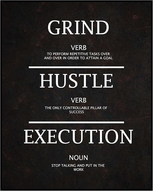 Posterizer 1 pcs-Grind-Hustle-Execution-Motivational & Inspirational Art-Gift for Entrepreneurs-Decor for Home & Office- unframed wall art...