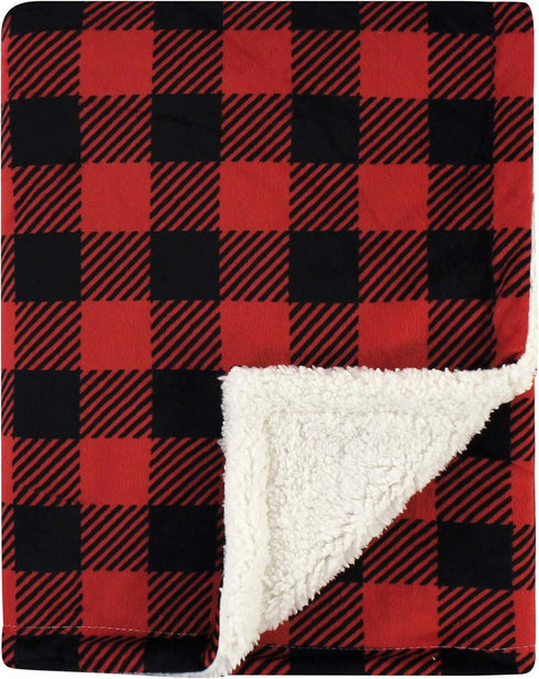 Hudson Baby Unisex Baby Plush Mink and Sherpa Blanket, Buffalo Plaid, One Size...