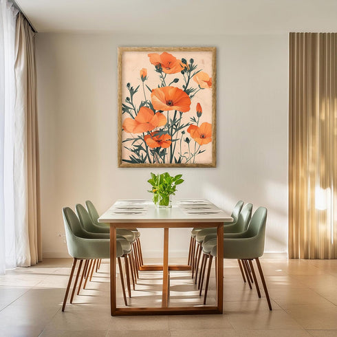 Posterizer 1 pcs-wild big orange flowers-minimalist design-Floral & Botanical Art-Abstract & Modern Art-Decor for Home & Office- UNFRAMED Wall Art...