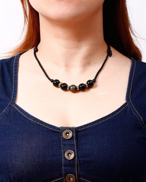 Natural Black Obsidian Choker Necklaces for Women Lucky Stone Healing Crystals Gemstone Beads Balance Necklace for Men...