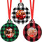 Jetec 12 Pcs Christmas Ball Picture Ornament Bulk Wooden Photo Frame Ornaments Plaid Hanging Decorations for Christmas Tree(Red and Black, Black a...