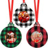 Jetec 12 Pcs Christmas Ball Picture Ornament Bulk Wooden Photo Frame Ornaments Plaid Hanging Decorations for Christmas Tree(Red and Black, Black a...