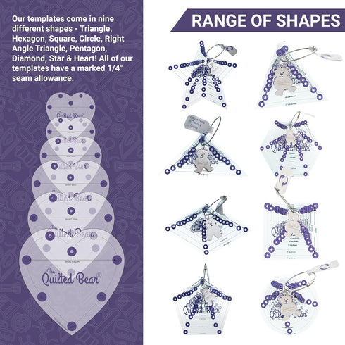 The Quilted Bear Star Quilting Templates - Set of 8 Non-Slip Acrylic Quilt Templates, Ideal Sewing Products, Quilting Tools & Quilting Templates f...