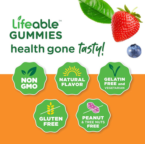 Lifeable Vitamin D for Kids 1000 IU - Great Tasting Natural Flavor Gummy Supplement - Gluten Free Vegetarian GMO Free Chewable - for Strong Health...