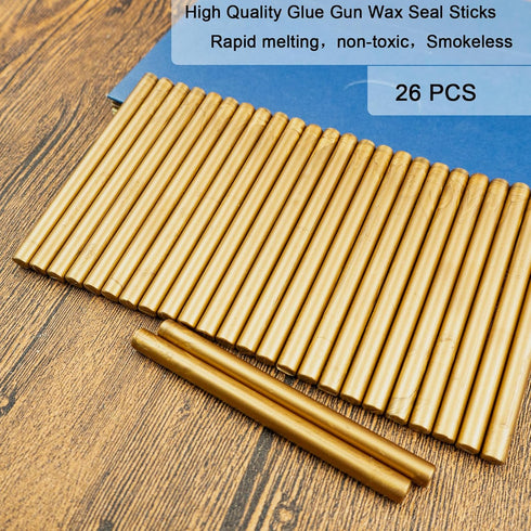 Wax Seal Stick, Ioggtser 26 PCS Mini Glue Gun Wax Seal Stick for Wax Seal Stamp, Sealing Wax Sticks for Wedding Invitations, Cards, Envelopes (Bro...