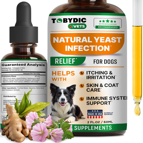 Natural Dog Yeast Infection Relief - Itchy Skin & Ear Treatment - Reduces Irritation & Relieves Itching and Allergy - Herbal Medicine Drops Supple...