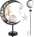 Solar Garden Decor Light - Moon Fairy Stake with Waterdrop & Star Charms, Waterproof Cool White for Patio, Lawn, Pathway, Yard...