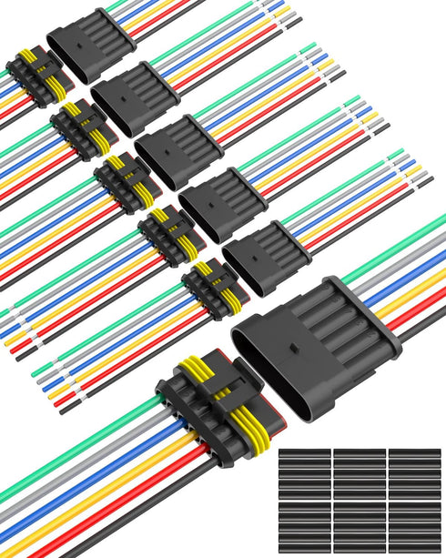 NAOEVO 6 Pin Connector Waterproof?16 AWG 6 Wire Connectors, Automotive Electrical Connectors Male And Female Way With Heat Shrink Tubing For Car T...