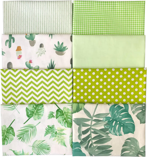 8pcs 18 x 22inches (46x56cm) Cotton Fabric Cactus Pattern Pre-Cut Quilt Squares Fat Quarters Fabric Bundles for Sewing and Quilting...