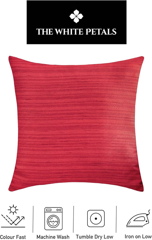 The White Petals Christmas Red Euro Pillow Covers (Faux Silk, 26x26 inch, Pack of 2)...