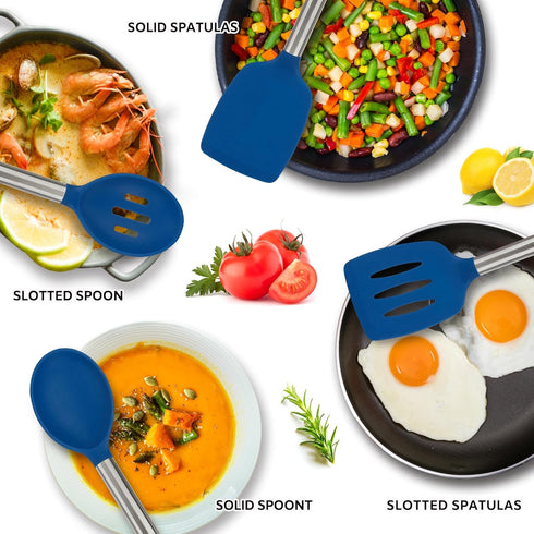 Kitchen Utensils Set of 4 Pack,Silicone Cooking Utensils Set for Nonstick Cookware,Perfect for Baking and Mixing,Spatula Set BPA Free,Dishwasher S...
