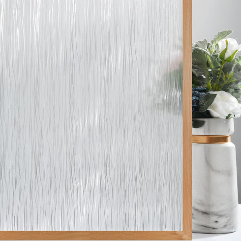 VELIMAX Frosted Window Privacy Film Non Adhesive Window Cling Removable Glass Covering Clear Water Opaque Window Film for Home Anti UV 17.7x78.7 i...
