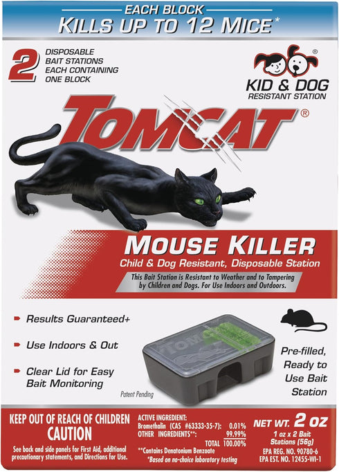 Tomcat 370710 Mouse Killer Child & Dog Resistant, Disposable Station...
