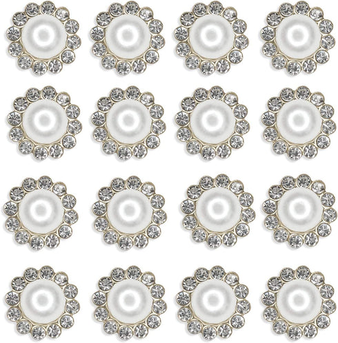 50 pcs Rhinestone Embellishments Crystal Button Silver Flatback DIY Craft for Flower Headband Dress Decoration Accessory 12mm (Silver Back Pearl)...