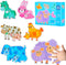 FLYINGSEEDS 6 Packs Parent-Child Themed Wooden Jigsaw Puzzles for Toddlers Ages 1-3, Level-Up Puzzles for Beginner, Montessori Learning Toys Presc...