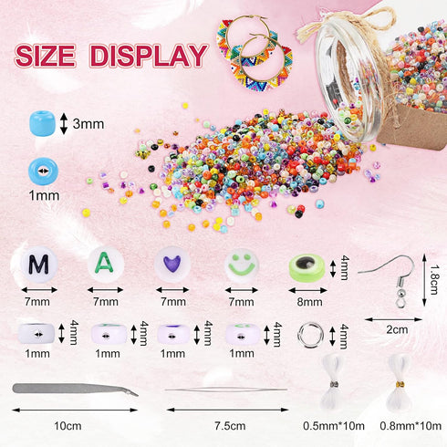 QUEFE 14400pcs 72 Colors, 3mm Glass Seed Beads for Bracelet Making Kit, Small Beads for Jewelry Making with Letter Beads for Crafts Gifts...