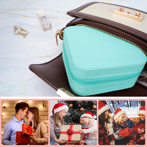 Small Travel Jewelry Boxes, Portable Jewelry Organizer Display Storage boxes for earrings, rings, necklaces, jewelry boxes for women. (Blue 1pcs)....