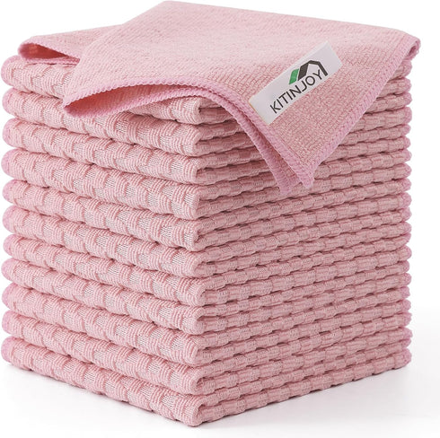 Kitinjoy Microfiber Cleaning Cloth, 12 Pack Soft and No Lint Microfiber Towels Cleaning Supplies, Absorbent Fast Drying Cleaning Rags for Housekee...
