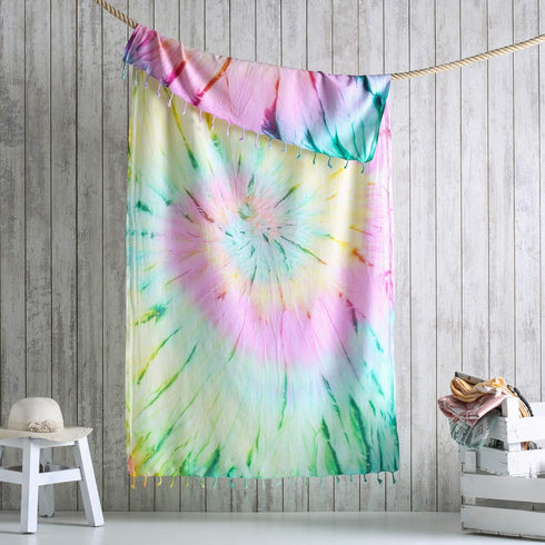 Brand Tie Dye Pestemal Turkish Beach Towel, 33 Inch X 65 Inch Beach Towel Bath Pool Yoga Pilates Picnic Blanket Tapestry - (Supernova)...