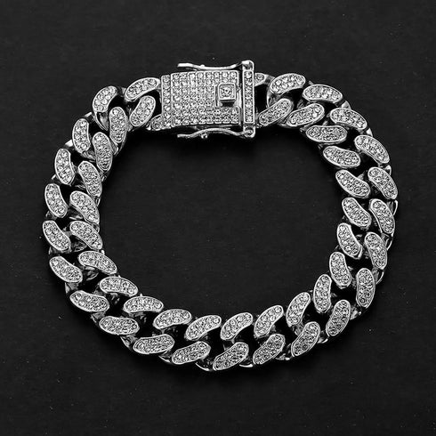 Diamond Watch for Men Guys Iced Out 20MM Wide Wristband 18k Real Gold/White Gold Platinum/Rose Gold/Rhodium Black Plated, Cuban Link Chain Set Opt...