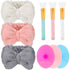 Patelai 3 Pieces Microfiber Bowtie Headbands Wash Face Spa Makeup Hair Band, 3 Pieces Face Mask Applicator Brush, 3 Pieces Silicone Face Brush Gif...